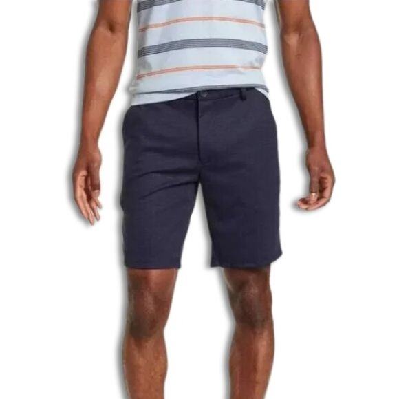 WESTZEROONE Flat Front Shorts Knit Fabric Functional Pockets Navy Blue M 40W NWT - Picture 1 of 10